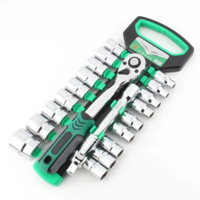 Ratchet Wrench Socket Set with Green Band Socket Heads 12-Piece14-Piece20-Piece