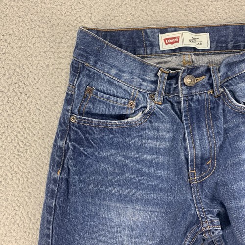 Levis Jeans Boys 14 Reg Blue 505 Slim Straight Medium Wash Denim 25x26 - Picture 13 of 13