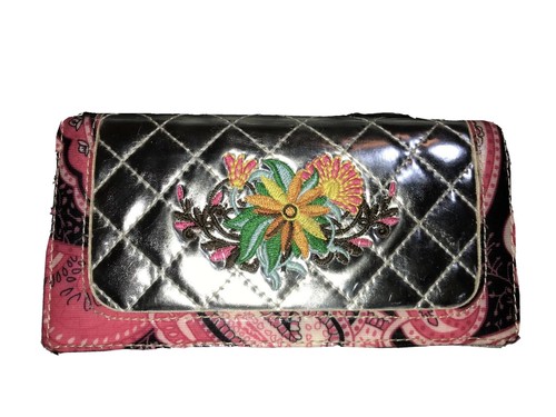 Southern Shine Silver Quilted Floral Multi-Colored Wallet MSRP $39