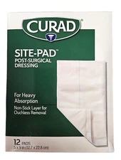 CURAD Non Stick Wound SITE-PAD 5" x 9" BIG SUPER ABSORBENT  12ct Individual Wrap