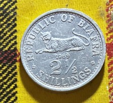 BIAFRA 2 1/2 shillings 1969 KM4 AU aluminum 26mm,  lion