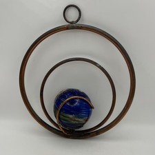 Copper Blue Green Glass Sphere Suncatcher Ornament Art Decor