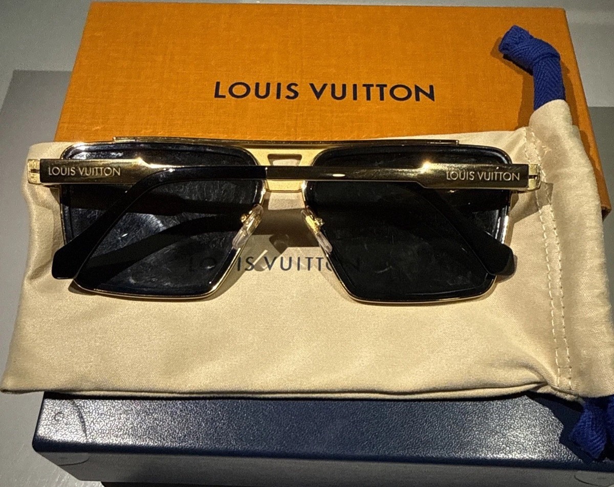 Louis Vuitton Z1584U 9XB Square Metal Sunglasses Gold/Brown 59□16