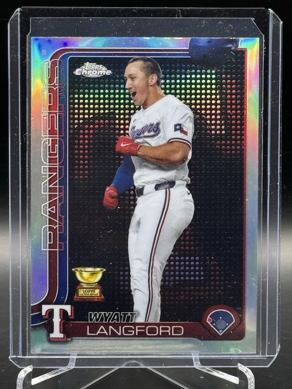 Wyatt Langford 2025 Topps Chrome Lightboard Logo Refractor SSP #68 Rangers