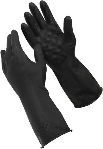 12 Pairs Sabco Heavy Duty Latex Gloves w/ Cotton Lining - Large Size - Picture 3 of 4