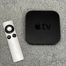 Apple TV 3rd Gen HD Digital Media Streamer A1469 Black w/ Remote Tested Works
