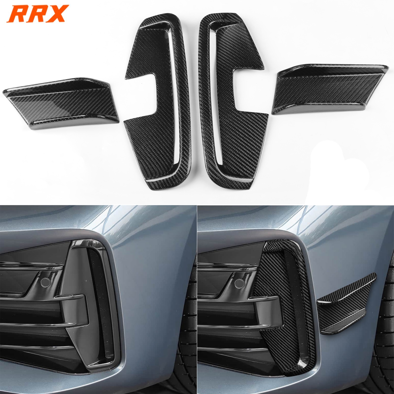 Real Dry Carbon Fiber Front Bumper Spoiler Vent Cover For BMW 4 Series G22 G23