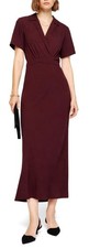 Reformation Danika Dress Women Sz Medium Prune Wrap Front Minimalist Midi