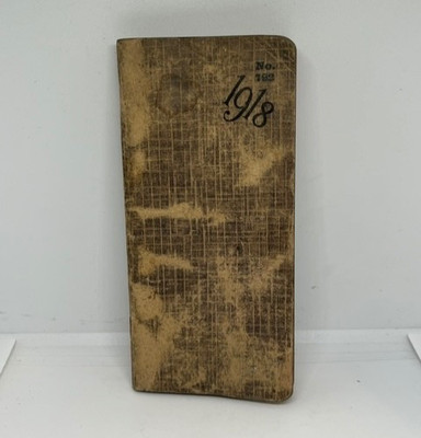 1918 Pocket Calendar Map Cash Ledger Summary Daily Combination Info Antique VTG