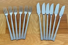 Vintage Viners Studio Gerald Benney Bark Pattern Fish Knife & Fork Set