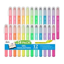 24 Pack Gel Highlighters, 12 Assorted Colors Bible Highlighter Markers Journa...