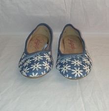 Jellypop Candie Balet Flats/ Light Blue With White Floral Embroidery- Sz 7.5M