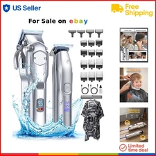 Hair Clippers Set Stainless Steel Cordless for Men Grooming All Hair Types