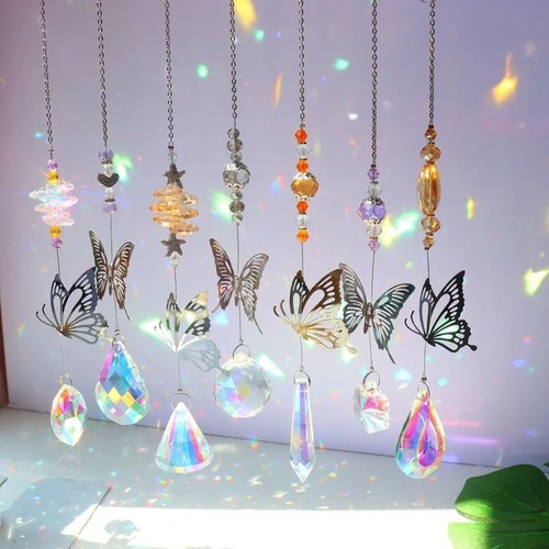 7Pcs Rotating Animal Butterfly Prism Ball Pendant Hanging Wind Chime Windows - Picture 3 of 12