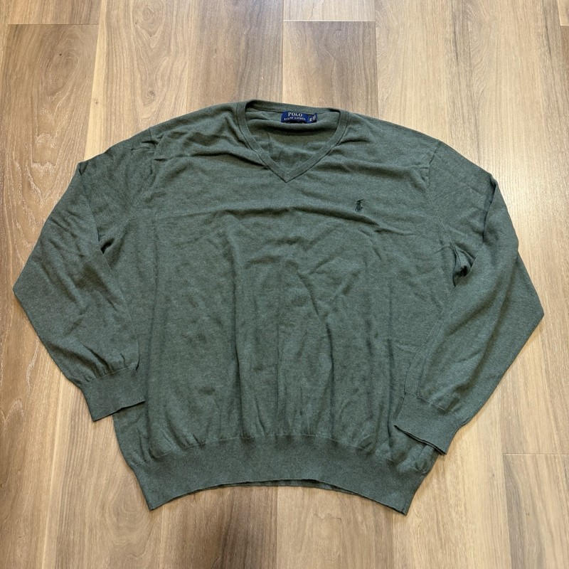 Polo Ralph Lauren Pima Cotton V-Neck Sweater Mens Size 3XB green
