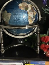 Blue Decorative Tabletop World Globe, Rotatin...