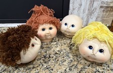 Lot of 4 Vintage Fibre Craft Other Children Doll Heads Yarn Hair.