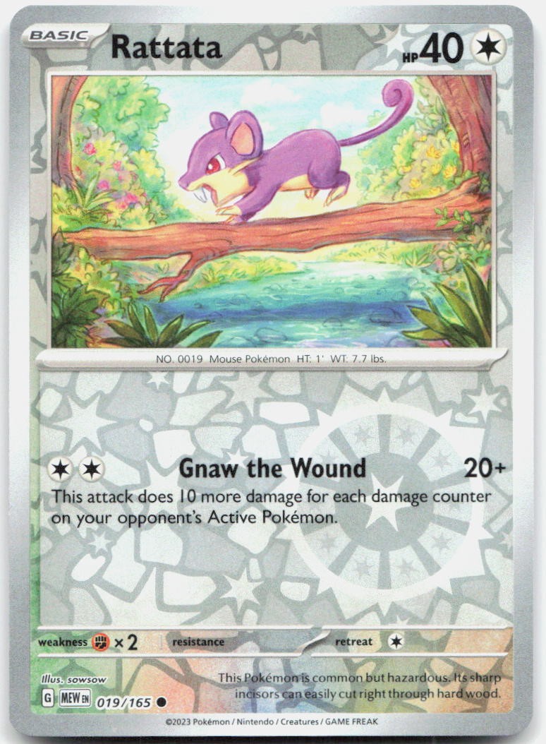 Rattata 019/165 Common 151 Pokemon Reverse Holo Near Mint