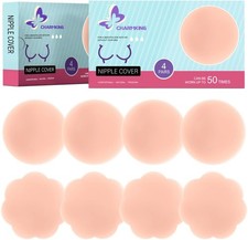 CHARMKING Pasties Nipple Covers 4 Pairs for Women, Reusable Adhesive Silicone Ni