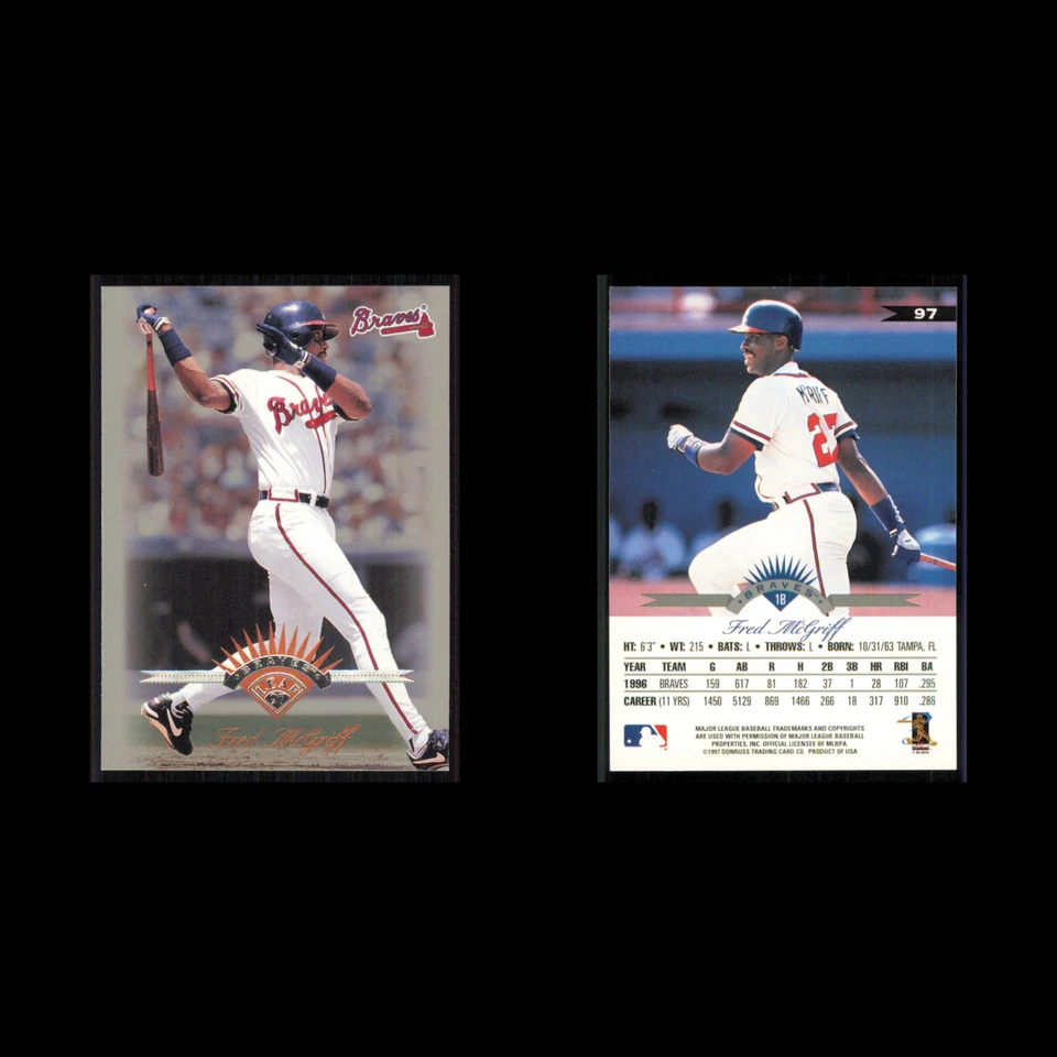 Fred McGriff #97 1997 Leaf Atlanta Braves Baseball Card MLB NM - Image 3 of 3