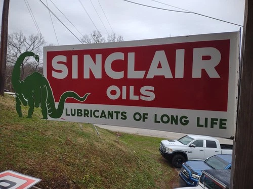 VINTAGE SINCLAIR PORCELAIN 46" OLD DINO SIGN GASOLINE OIL SERVICE LUBRICANT USA