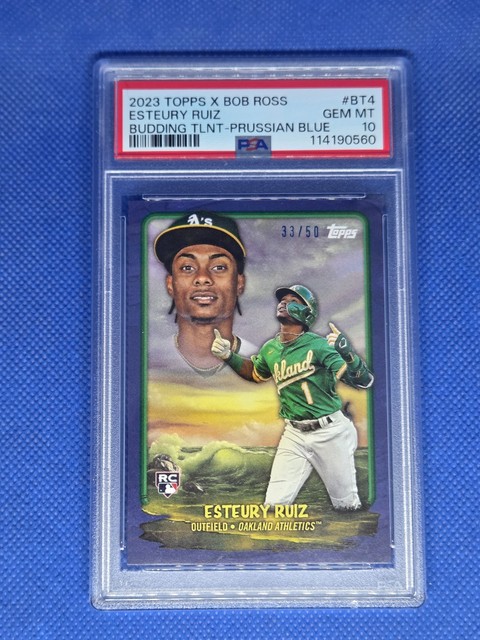 2023 Topps x Bob Ross ESTEURY RUIZ Blue PSA 10 card #/50 OAKLAND A's ATHLETICS