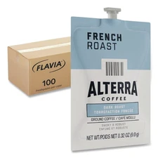 FLAVIA 48010 0.32 oz. Alterra Coffee Freshpack - French Roast (100/Carton) New