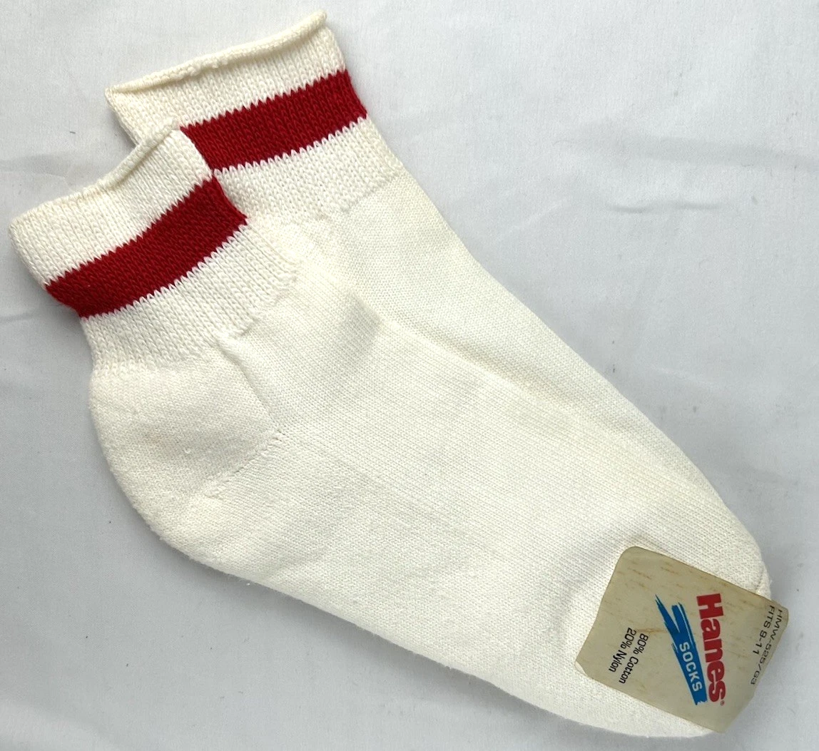 NWT Vintage Hanes Red Striped Ankle Socks Mens 9-11 Short White
Opens in a new window or tab