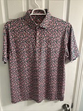 Rhoback Men  s Performance Polo The Azalea Masters Print Large NWOTs