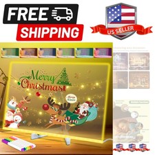Acrylic Dry Erase Board with Light, 7-Color Neon Glow Memo LED Light-Up Messa...