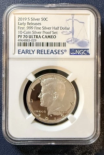 NGC 2019-S .999 Silver Kennedy Half Dollar 50C PF 70 Ultra Cameo Early Release