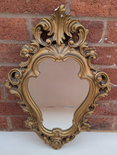 Vintage Gold Ornate Framed Wall Mirror Size 19 x 12 in