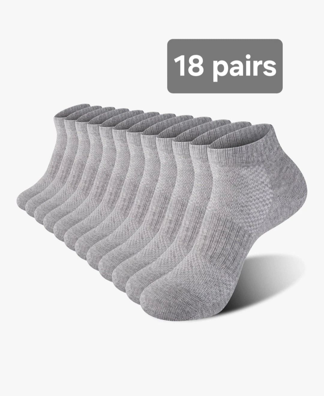18 Pairs, Womens Cotton Ankel Socks, US Size Womans 5-8, Grey, Athletic Socks
