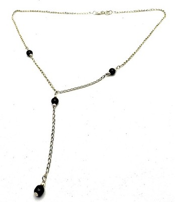 925 SILVER CURB CHAIN NECKLACE BLACK PEARLS JEWELLERY DESIGN VINTAGE