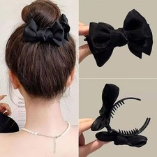 Korea Bowknot Hair Claw Satin Bow Hair Clips Barrettes Hair Ponytail D5H8 PLM