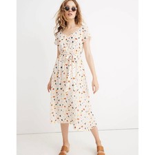 Madewell Tie-Waist Midi Dress in Terrazzo Cream No Tie 6