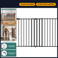 Extra Wide Baby Gate 31.5-55" - 2-in-1 Auto Close Dog Gate for Stairs Doorways