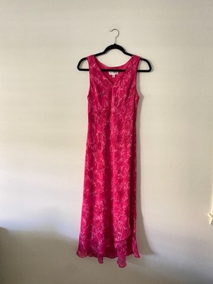 Vintage Y2K Pink Floral Bias Cut Asymmetrical Maxi Dress Boho Fairy Size 8  | eBay