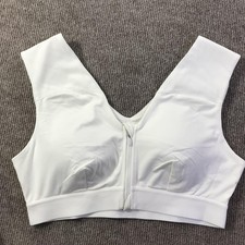 Tommie Copper Sports Bra Womens XL White Znergy Zip Front Shoulder Support Gym