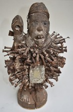 African Traditional Male NKISI 14-inch Nail Fetish Statue Congo TRIBAL ART