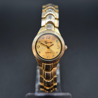 Cyprea Damen Uhr   Quarz, Goldfarben mit Glitzersteinen