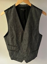 John Varvatos LINEN Vest w/zippered pockets Gray Sz 40, MEDIUM men's button up