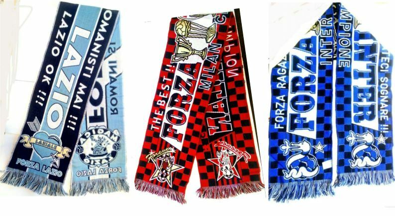 Combo of 3 Italy Soccer Scarves, Milan, Inter and Lazio, Mufflers