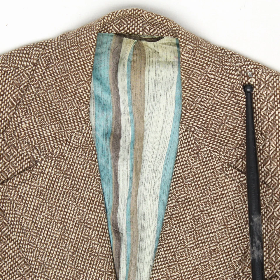 Abrigo Deportivo De Colección Tweed Half Norfolk Para Hombres 38R 39R Marrón Tejido Diamante Chaqueta de Lana Foto 4 de 4