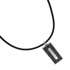 CEM Collier Herren Halskette Silikon Edelstahl Anhänger Kette 4-107043-001