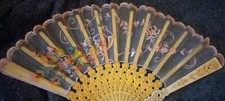 Vintage Chinese Colorful Peacock Embroidered Lace Hand Fan