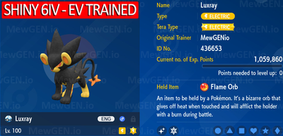 Pokemon Scarlet and Violet Shiny Lucario 6IV-EV Trained