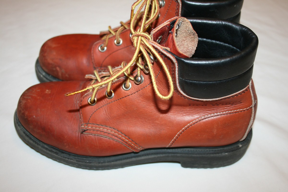 Vtg OXBLOOD STEEL TOE USA RED WING CHORE WORK BOOTS 7 1/2 B 