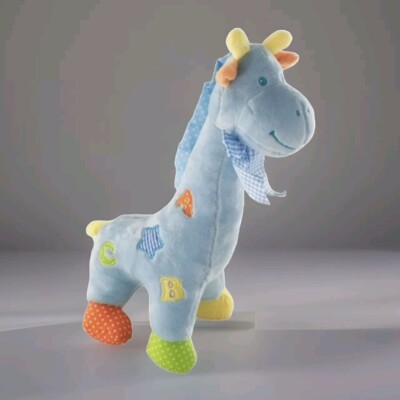 Brandneu mit Etikett! LINZY TOYS - LINZY BABY - BLAUE GIRAFFENRASSEL MIT CRINKLY MANE - 13,5 ZOLL