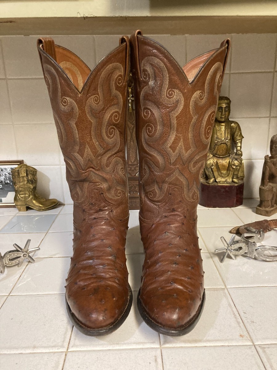 Tony Lama Full Quill Ostrich Western Cowboy Boots Mens 9.5 D USA TONY LAMA USA FULL QUILL OSTRICH WESTERN ROCKABILLY  main image 4